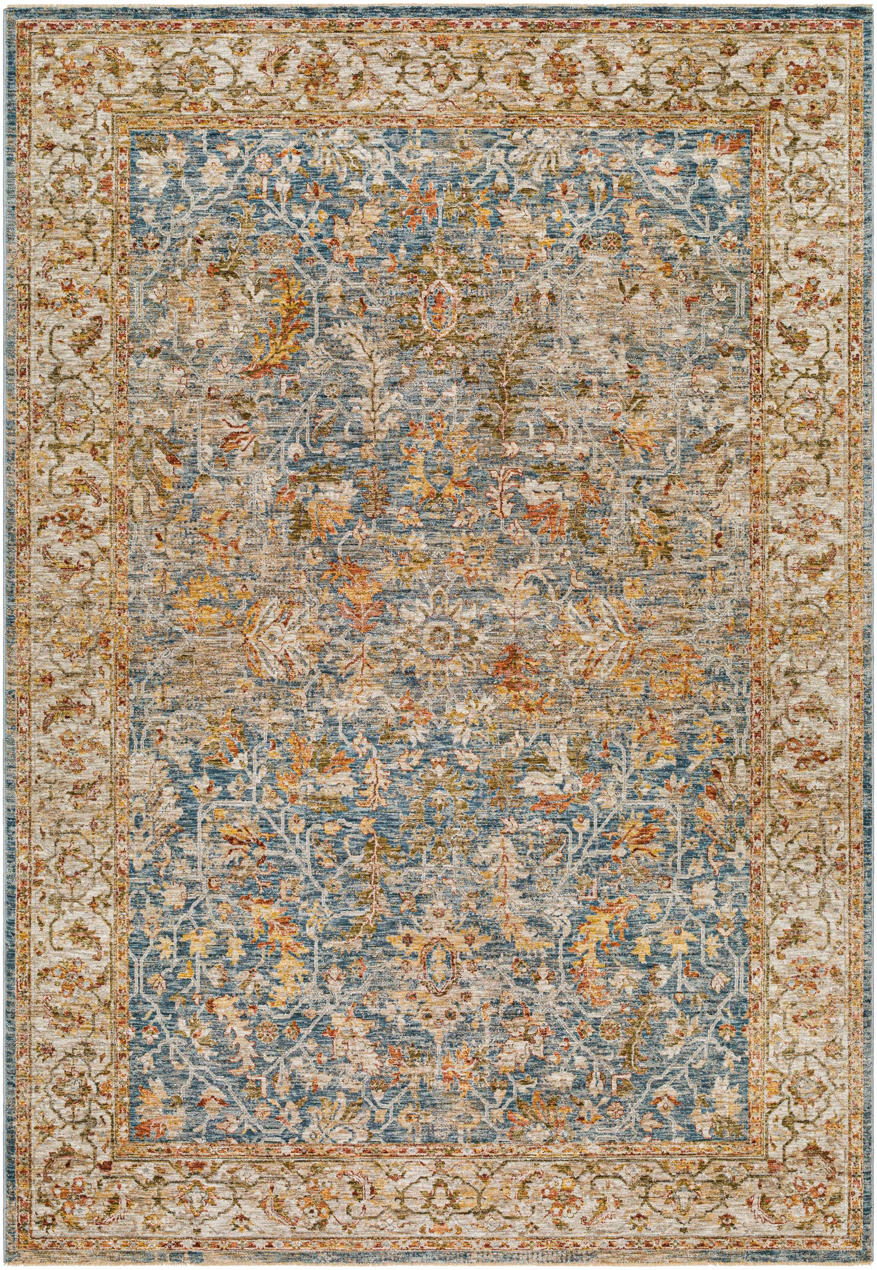 Asabi Blue Textured Rug with Fringes - Ornate Home