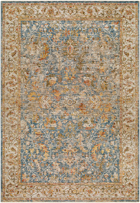 Asabi Blue Textured Rug with Fringes - Ornate Home