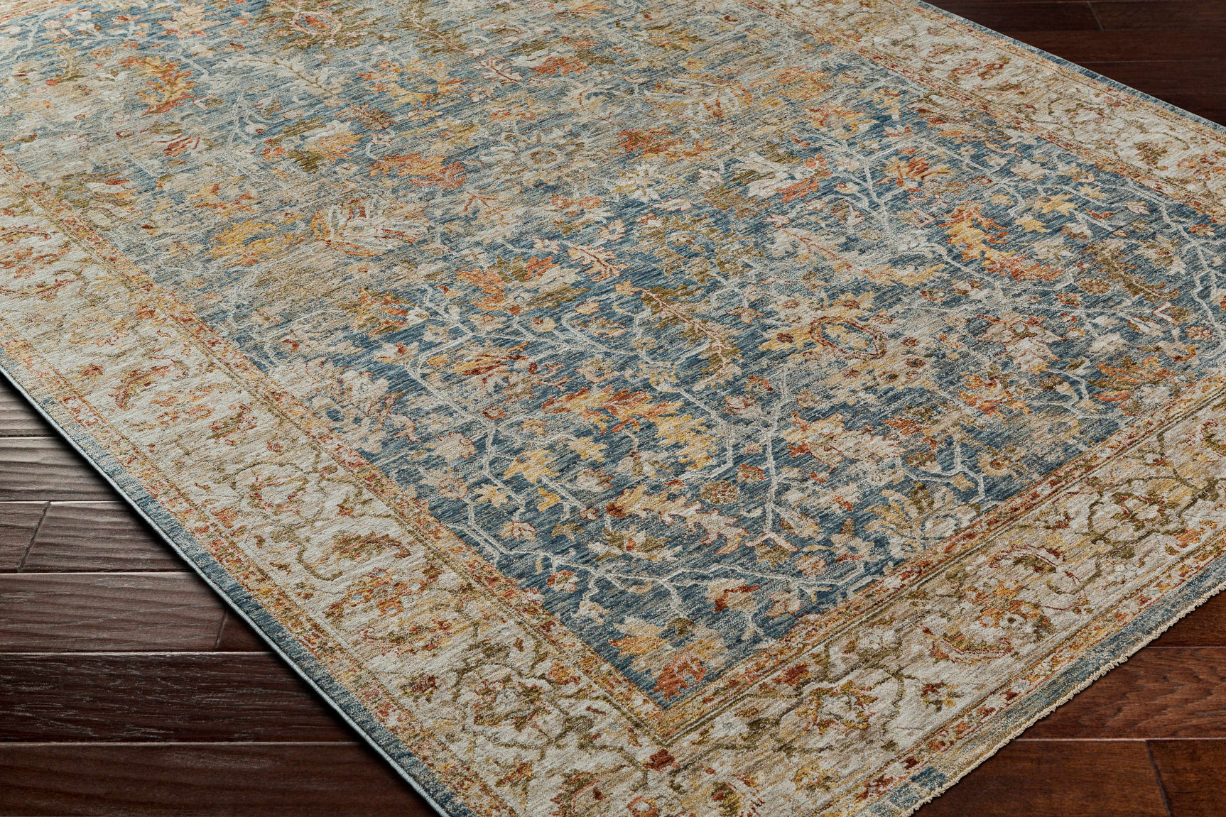 Asabi Blue Textured Rug with Fringes - Ornate Home
