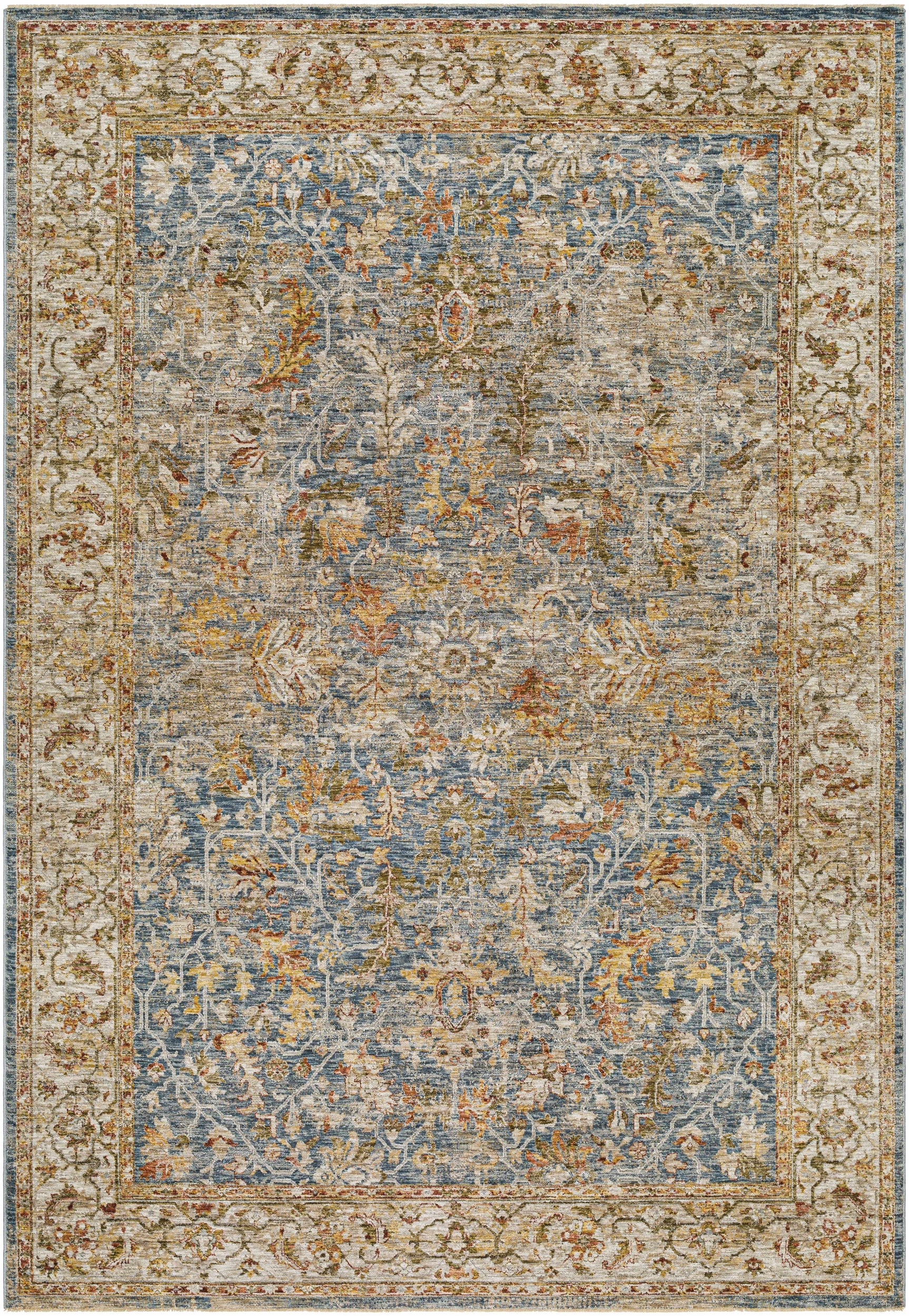 Asabi Blue Textured Rug with Fringes - Ornate Home