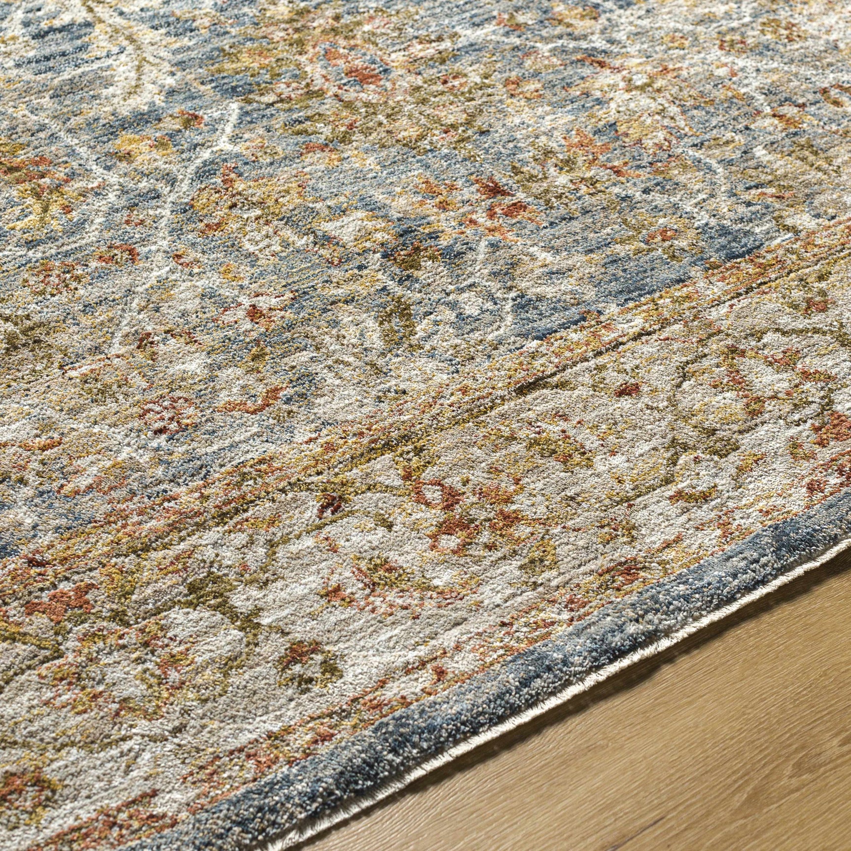Asabi Blue Textured Rug with Fringes - Ornate Home