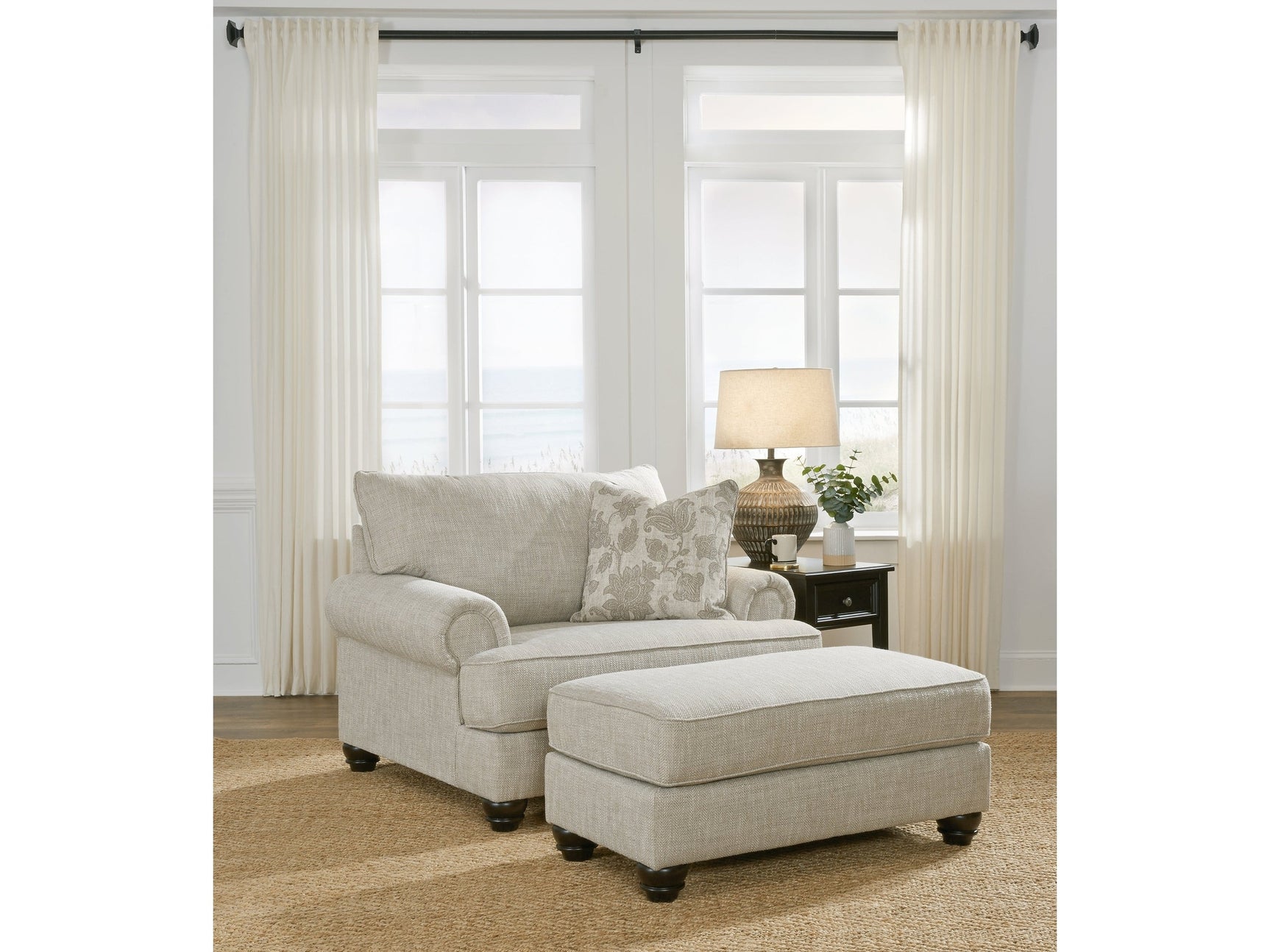 Asanti Fog Oversized Chair and Ottoman (Online Special Price) - Ornate Home
