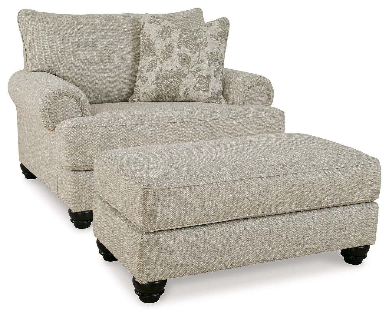 Asanti Fog Oversized Chair and Ottoman - Ornate Home