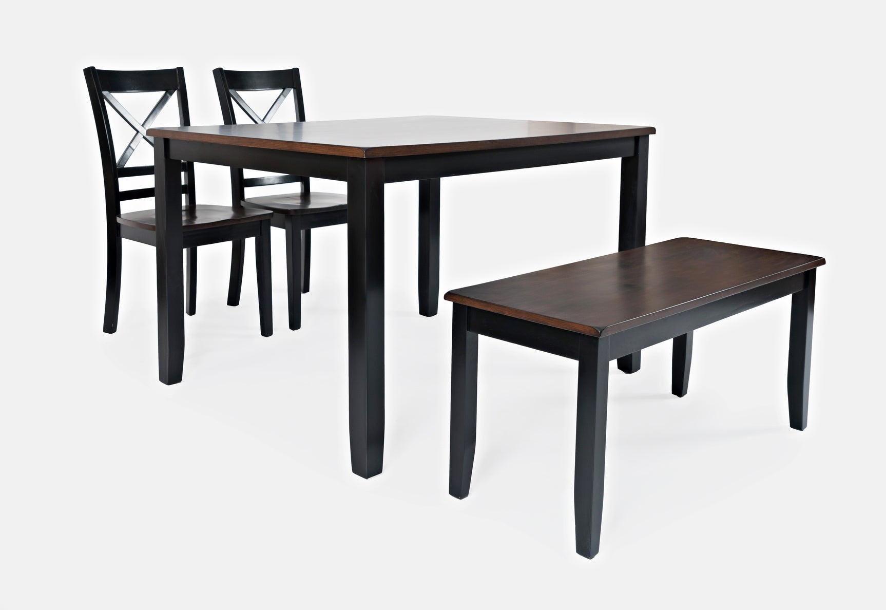Asbury Park Black/Autumn Brown Dining Table, (2) Chairs, Bench - Ornate Home