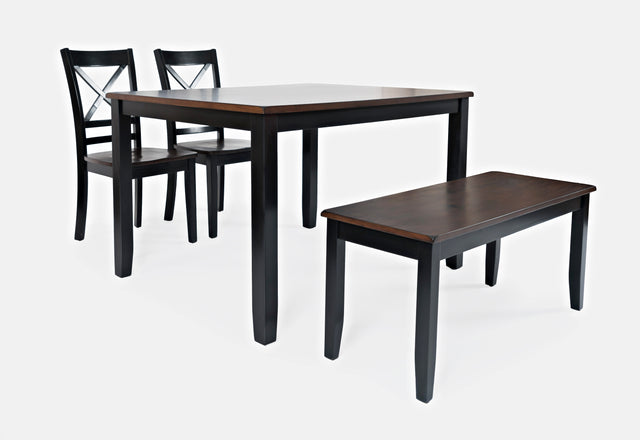Asbury Park Black/Autumn Brown Dining Table, (2) Chairs, Bench - Ornate Home