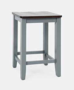 Asbury Park Grey/Autumn Brown Backless Saddle Stool (Set of 2) - Ornate Home