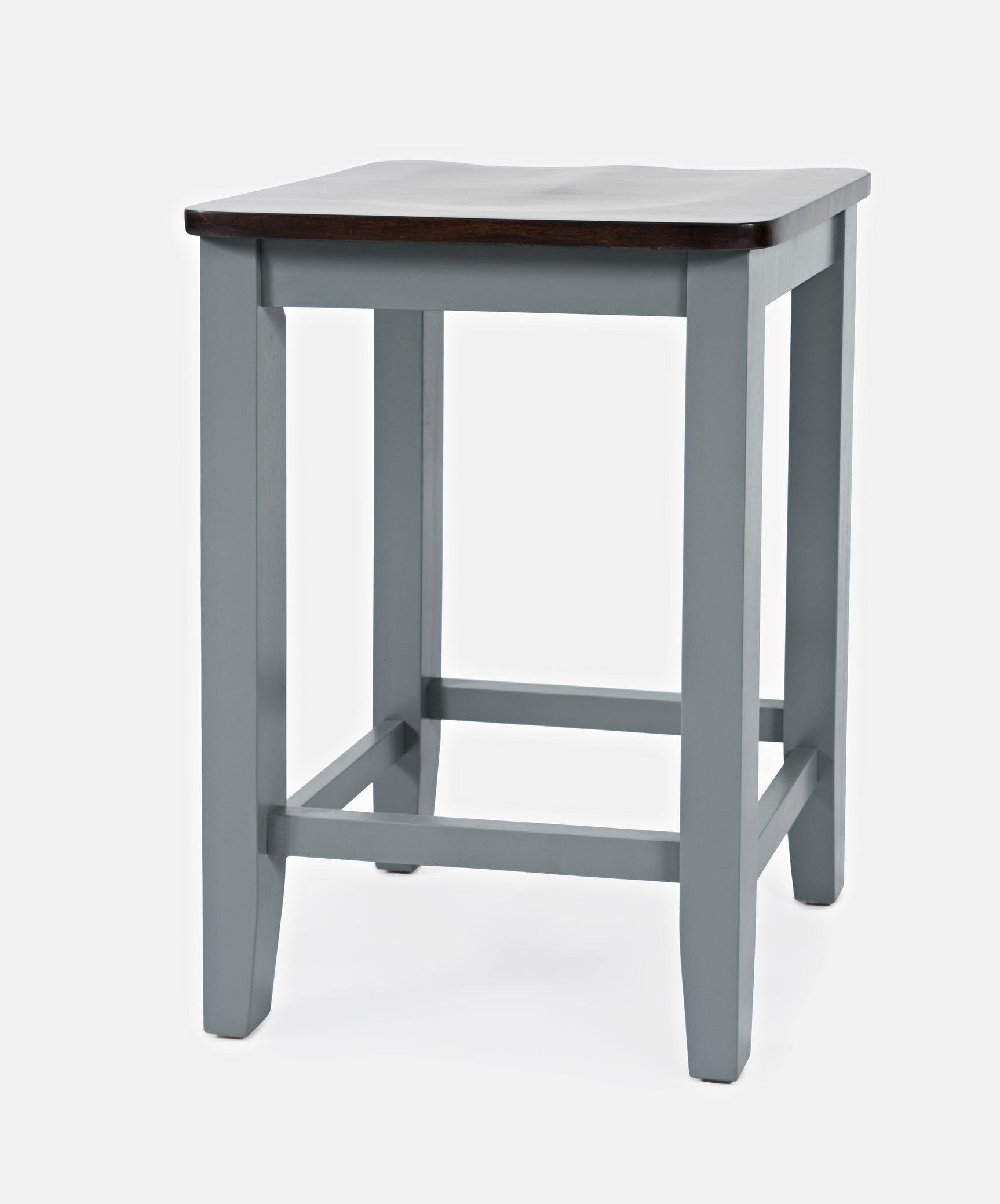 Asbury Park Grey/Autumn Brown Backless Saddle Stool (Set of 2) - Ornate Home
