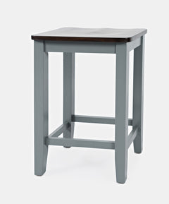 Asbury Park Grey/Autumn Brown Backless Saddle Stool (Set of 2) - Ornate Home