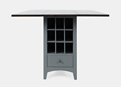 Asbury Park Grey/Autumn Brown Counter Drop Leaf Table w/ 2 X-Back Stools - Ornate Home