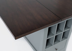 Asbury Park Grey/Autumn Brown Counter Drop Leaf Table w/ 2 X-Back Stools - Ornate Home