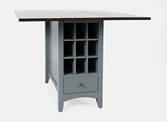 Asbury Park Grey/Autumn Brown Counter Drop Leaf Table w/ 2 X-Back Stools - Ornate Home