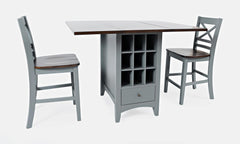 Asbury Park Grey/Autumn Brown Counter Drop Leaf Table w/ 4 X-Back Stools - Ornate Home