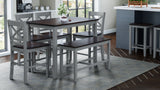 Asbury Park Grey/Autumn Brown Counter Height Dining Table w/ 4 Stools, Bench - Ornate Home