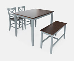 Asbury Park Grey/Autumn Brown Counter Height Dining Table w/ 4 Stools, Bench - Ornate Home