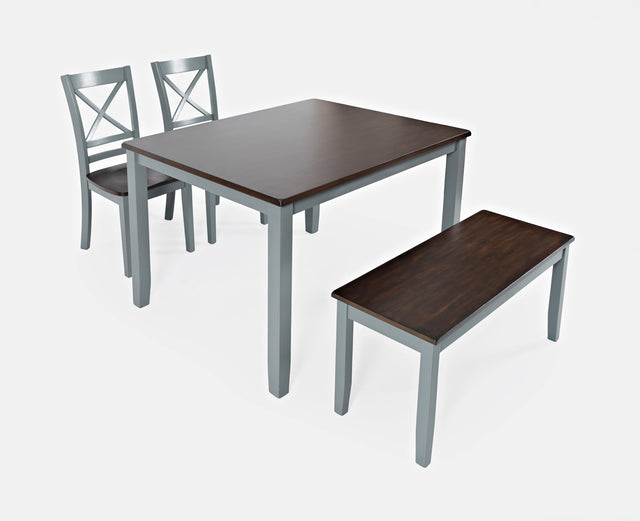 Asbury Park Grey/Autumn Brown Dining Table, (2) Chairs, Bench - Ornate Home