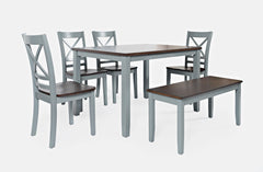 Asbury Park Grey/Autumn Brown Dining Table w/ 4 Chairs, Bench - Ornate Home