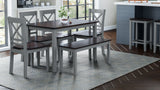 Asbury Park Grey/Autumn Brown Dining Table w/ 4 Chairs, Bench - Ornate Home