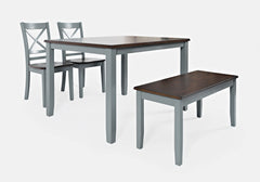 Asbury Park Grey/Autumn Brown Dining Table w/ 4 Chairs, Bench - Ornate Home