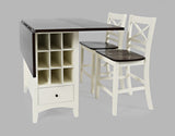 Asbury Park White/Autumn Brown Counter Drop Leaf Table w/ 2 X-Back Stools - Ornate Home
