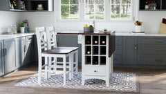Asbury Park White/Autumn Brown Counter Drop Leaf Table w/ 2 X-Back Stools - Ornate Home