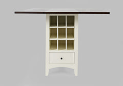 Asbury Park White/Autumn Brown Counter Drop Leaf Table w/ 2 X-Back Stools - Ornate Home