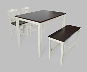 Asbury Park White/Autumn Brown Counter Height Dining Table, (2) Stools, Bench - Ornate Home