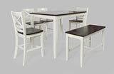 Asbury Park White/Autumn Brown Counter Height Dining Table w/ 4 Stools, Bench - Ornate Home