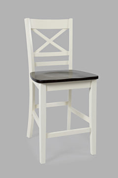 Asbury Park White/Autumn Brown Counter Height Dining Table w/ 4 Stools, Bench - Ornate Home