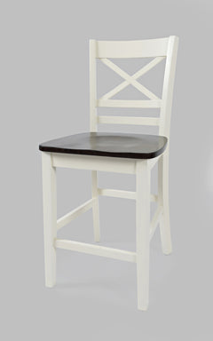 Asbury Park White/Autumn Brown Counter Height Dining Table w/ 4 Stools, Bench - Ornate Home