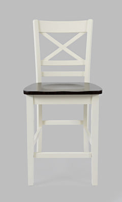 Asbury Park White/Autumn Brown Counter Height Dining Table w/ 4 Stools, Bench - Ornate Home