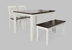 Asbury Park White/Autumn Brown Dining Table, (2) Chairs, Bench - Ornate Home