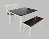 Asbury Park White/Autumn Brown Dining Table, (2) Chairs, Bench - Ornate Home