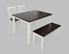 Asbury Park White/Autumn Brown Dining Table w/ 4 Chairs, Bench - Ornate Home