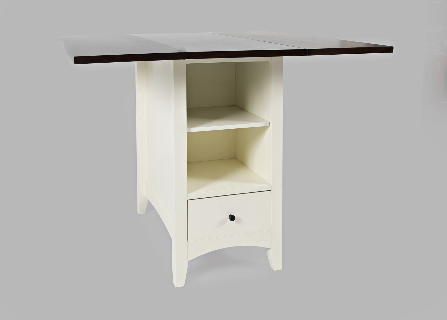 Asbury Park White/Autumn Brown Storage Counter Drop Leaf Table - Ornate Home