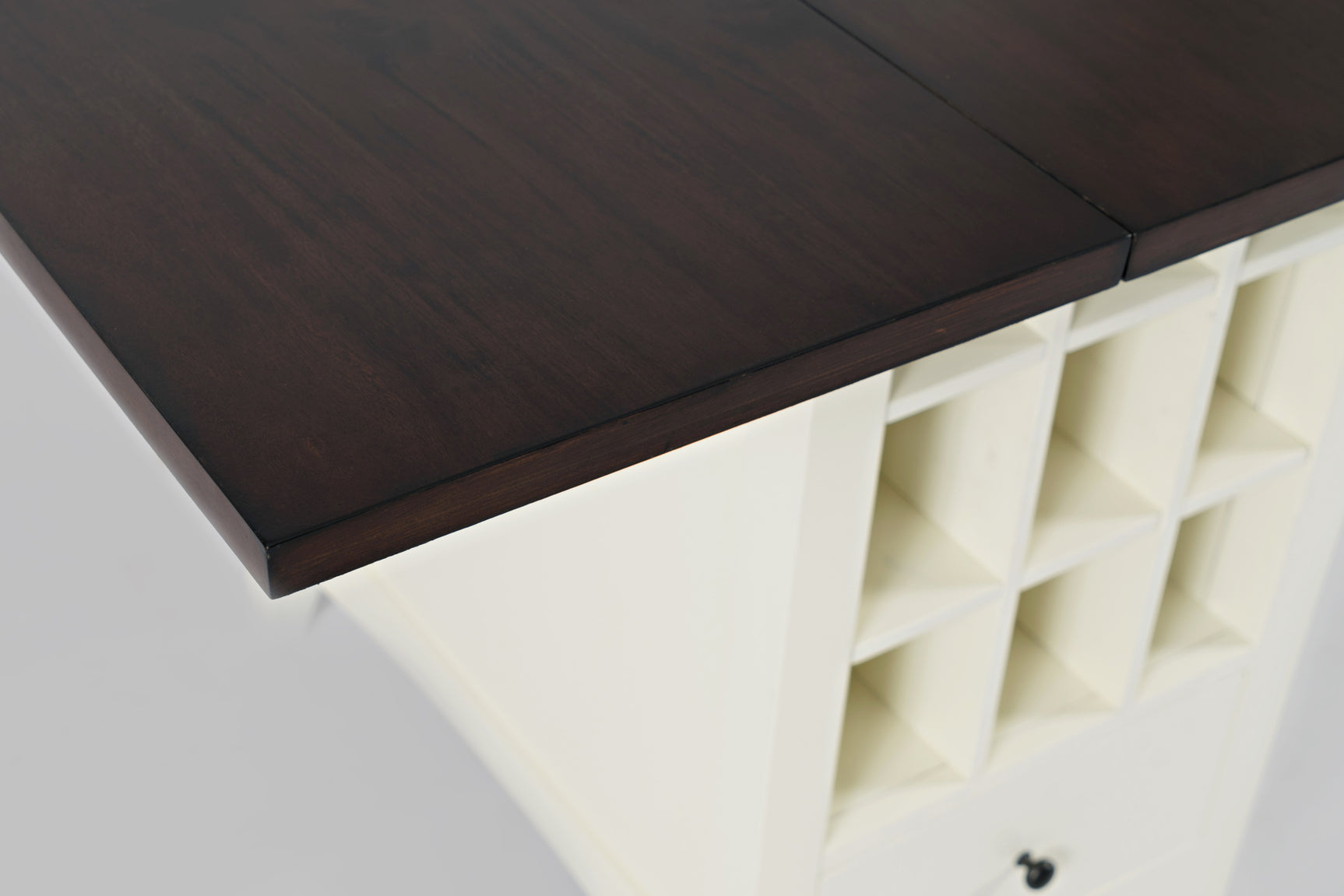 Asbury Park White/Autumn Brown Storage Counter Drop Leaf Table - Ornate Home