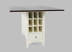 Asbury Park White/Autumn Brown Storage Counter Drop Leaf Table - Ornate Home