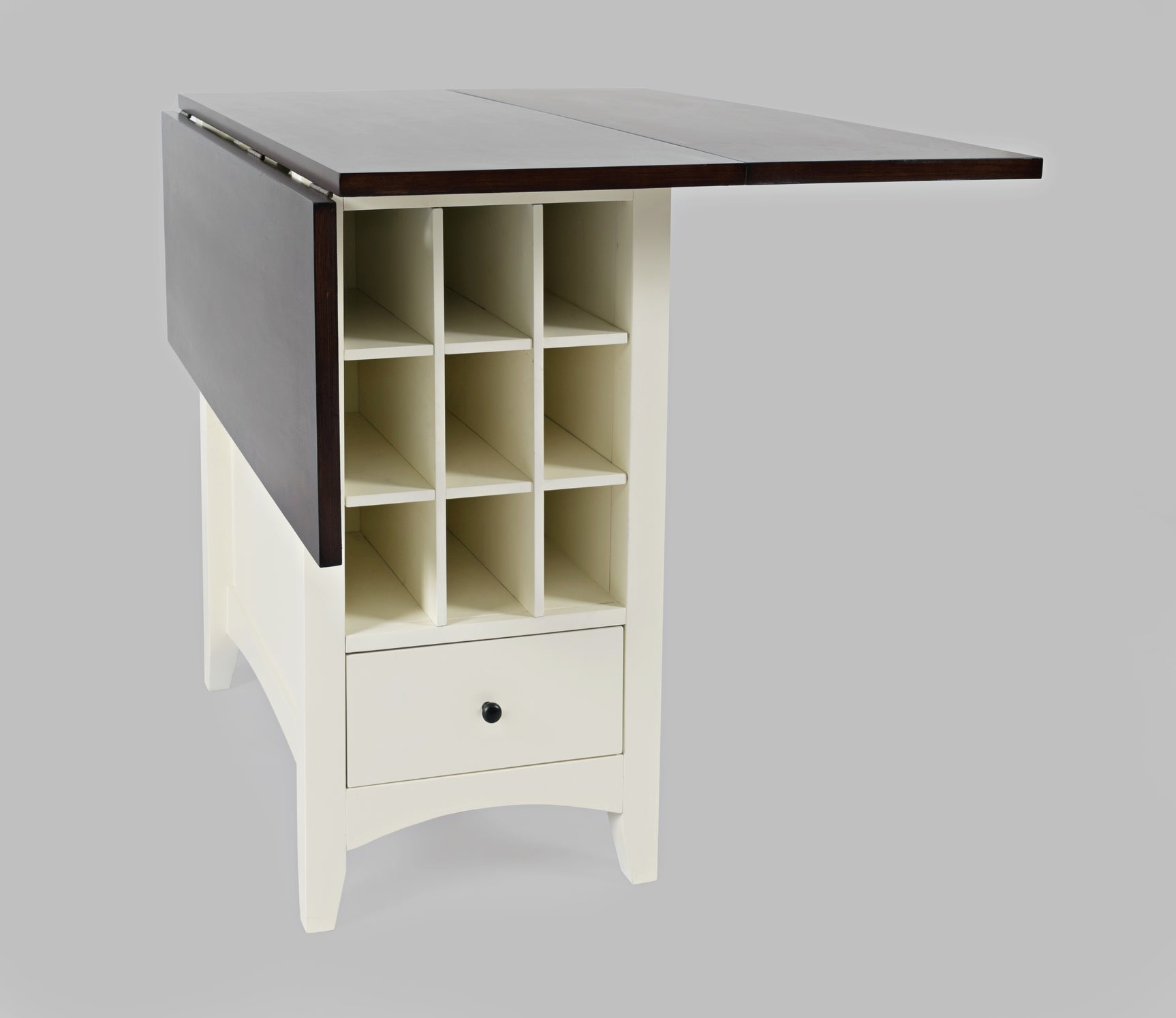 Asbury Park White/Autumn Brown Storage Counter Drop Leaf Table - Ornate Home
