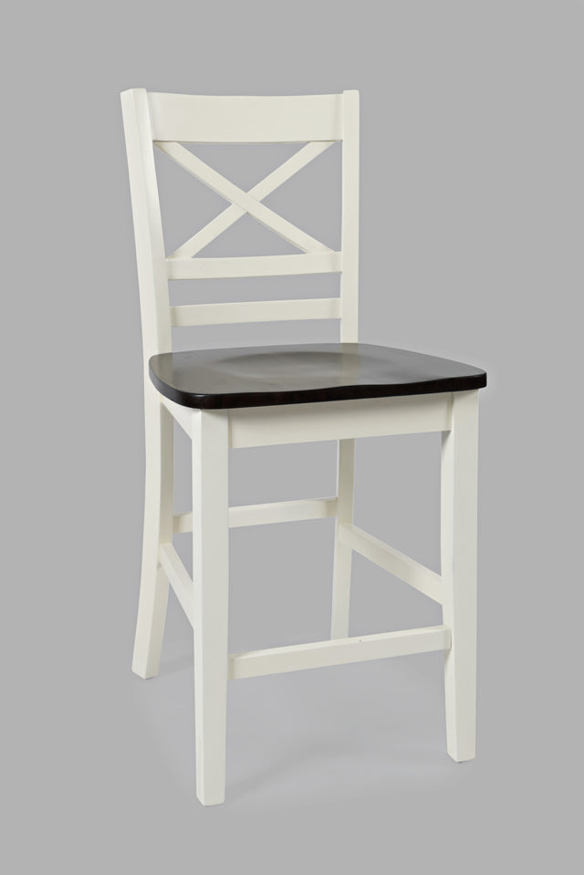 Asbury Park White/Autumn Brown X Back Stool (Set of 2) - Ornate Home