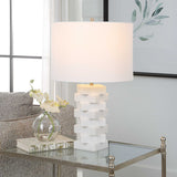 Ascent White Geometric Table Lamp - Ornate Home