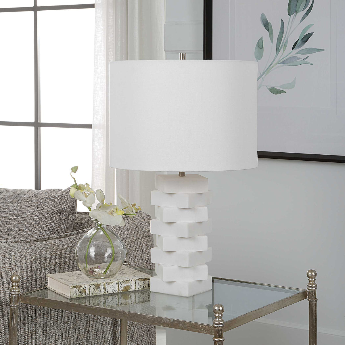 Ascent White Geometric Table Lamp - Ornate Home