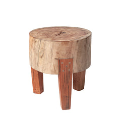 Asco Brown 15"H Rustic Solid Reclaimed Wood Stool - Ornate Home
