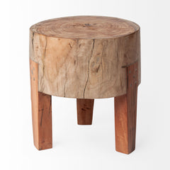 Asco Brown 15"H Rustic Solid Reclaimed Wood Stool - Ornate Home
