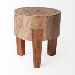 Asco Brown 15"H Rustic Solid Reclaimed Wood Stool - Ornate Home