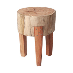 Asco Brown 18"H Rustic Solid Reclaimed Wood Stool - Ornate Home