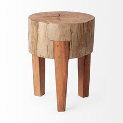 Asco Brown 18"H Rustic Solid Reclaimed Wood Stool - Ornate Home