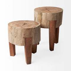 Asco Brown 18"H Rustic Solid Reclaimed Wood Stool - Ornate Home