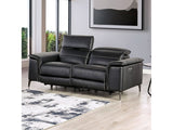 Ascona Black Leatherette Power Loveseat - Ornate Home