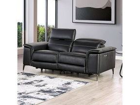Ascona Black Leatherette Power Loveseat - Ornate Home