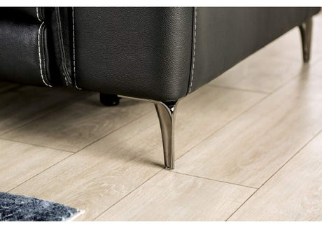 Ascona Black Leatherette Power Loveseat - Ornate Home