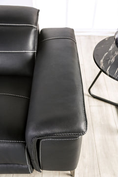 Ascona Black Leatherette Power Reclining Sofa & Loveseat - Ornate Home